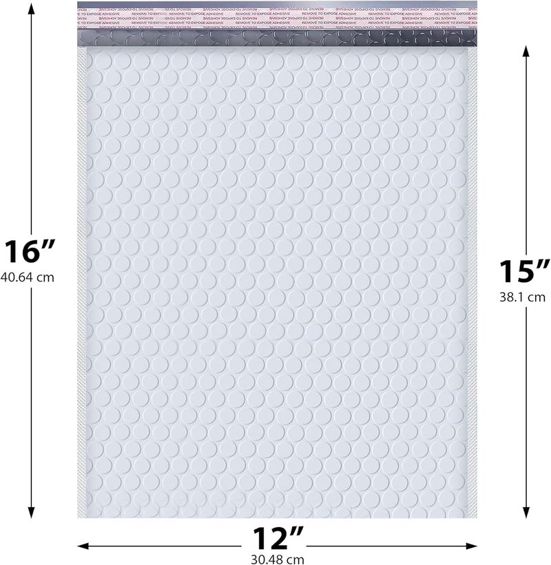 MAILERVIEW White Large Poly Bubble Mailers 12x15 inch | Self Seal Padded Envelopes Cushioned Bubble Mailer | Usable Size 12x15 | WaterProof | Lightweight mailing Shipping Bags | 50 Pack Bulk | USA Made - Image 2